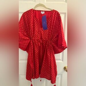 Red and Gold Short Kaftan Dress